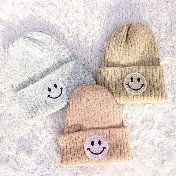 Smiley Beanie / Women's Beanie / Children's Beanie / Winter Hat / Trendy Hat / Smiley Face / Smil... | Etsy (US)