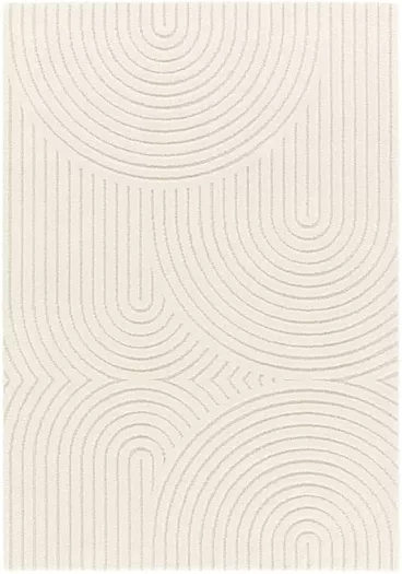 Tapis de salon en relief - Circle - Courbe écru et crème - 200 x