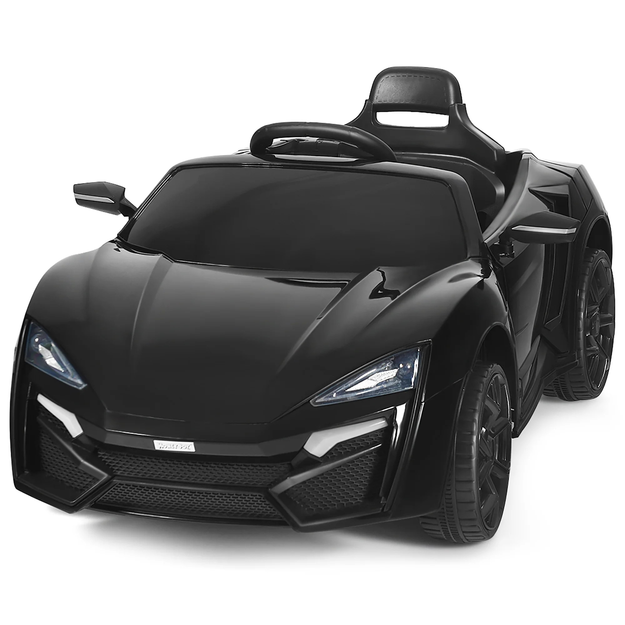 Costway 12V Kids Ride On Car 2.4G RC Electric Vehicle w/ Lights MP3 Openable Doors Black - Walmar... | Walmart (US)