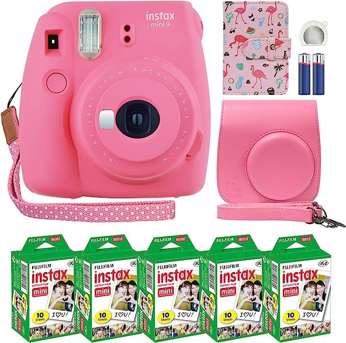 Fujifilm Instax Mini 9 Instant Camera Flamingo Pink with Custom Case + Fuji Instax Film Value Pac... | Amazon (US)