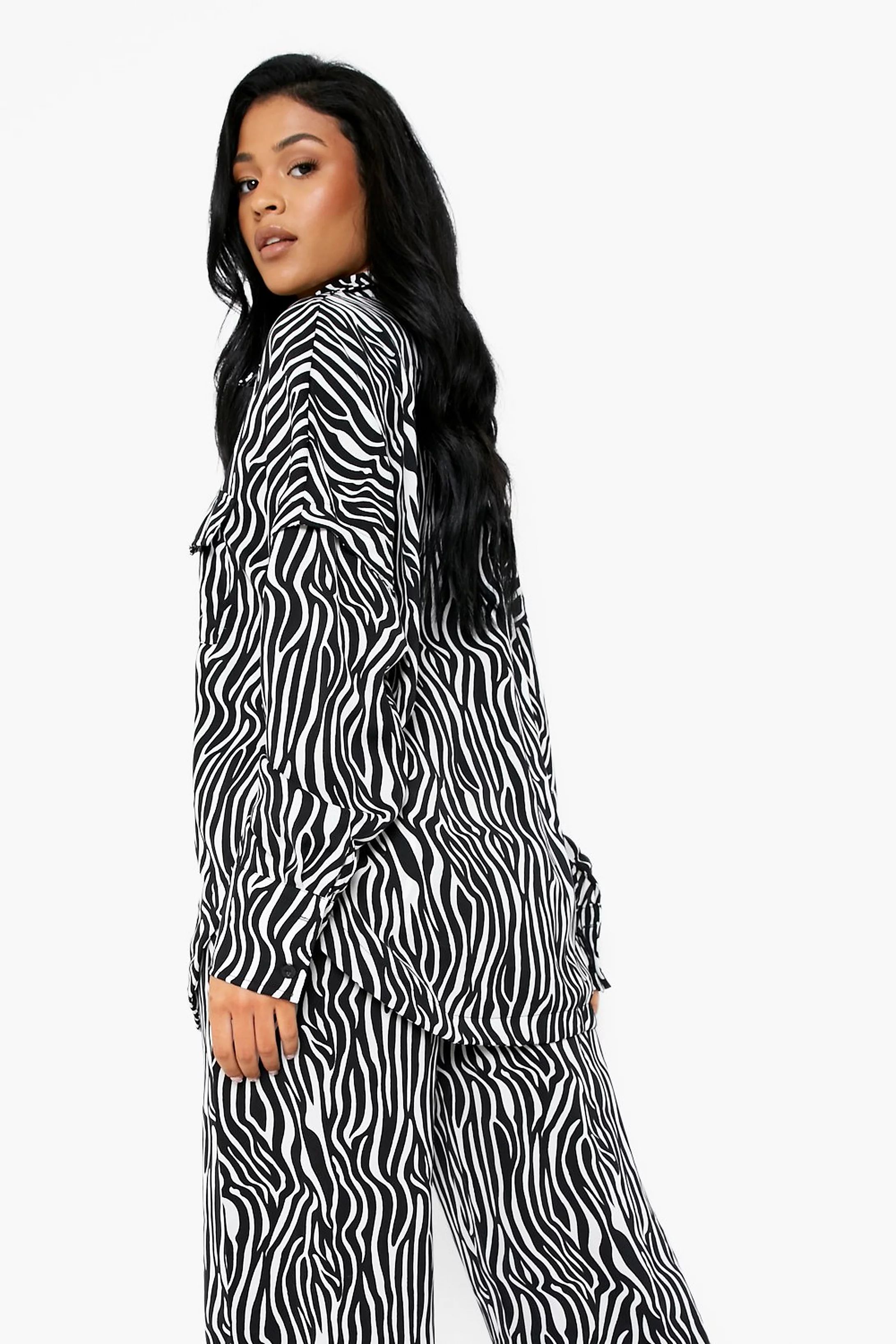 Tall Zebra Print Oversized Shirt | Boohoo.com (US & CA)