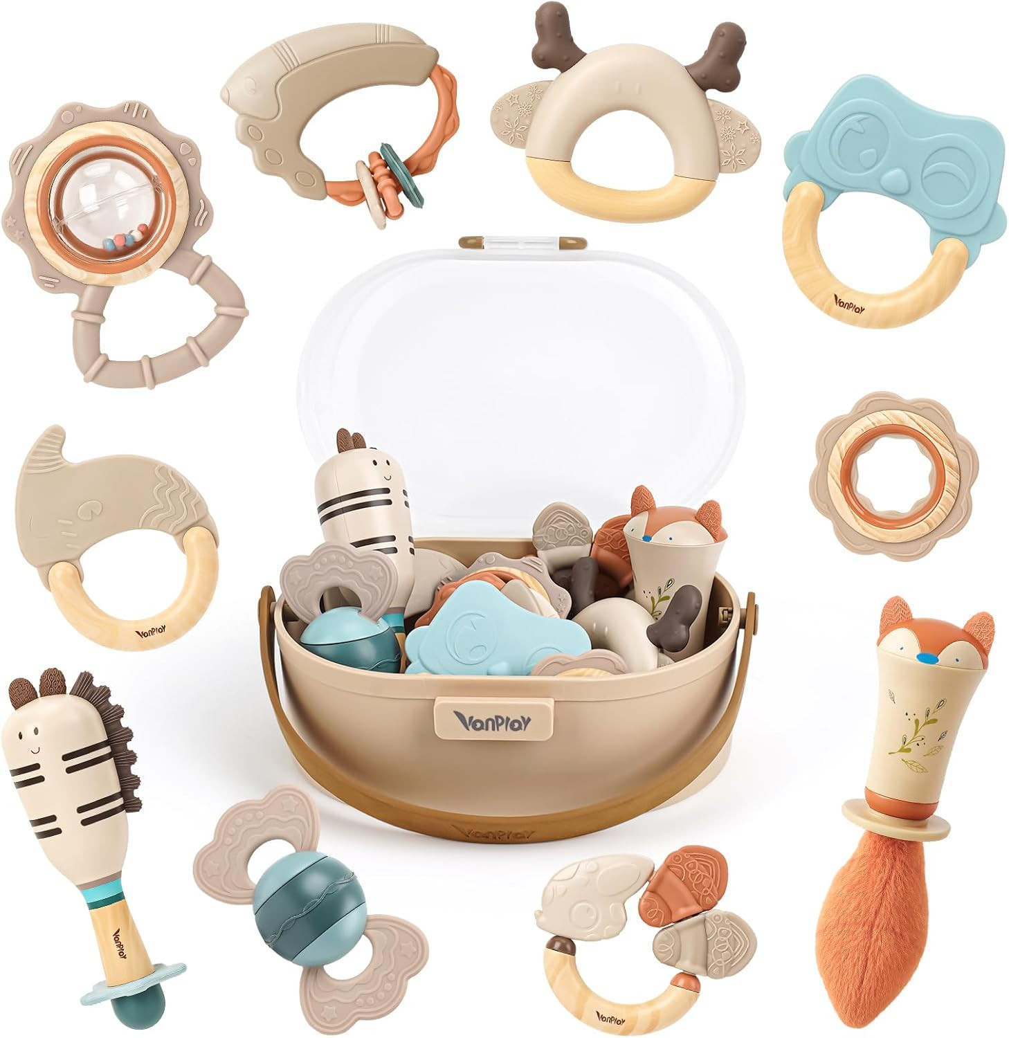 Baby Toys 0-6 Months Newborn Toys Rattle Teething Toys Sensory for Baby with Storage Box (10pcs) | Amazon (UK)