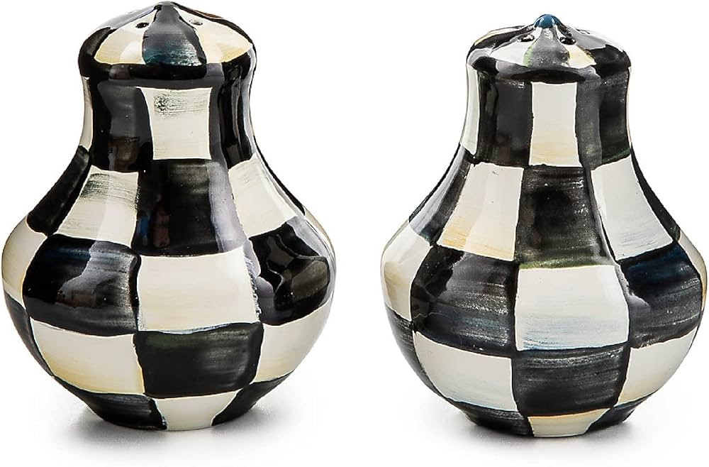 MACKENZIE-CHILDS Enamel Salt and Pepper Shakers, Kitchen Table Spice Shaker Set, Black-and-White ... | Amazon (US)