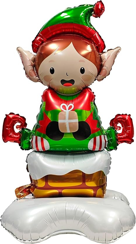 Christmas Elf Decoration Balloon Self Standing Jumbo Santa Claus Mylar Foil Balloon For Merry Chr... | Amazon (US)