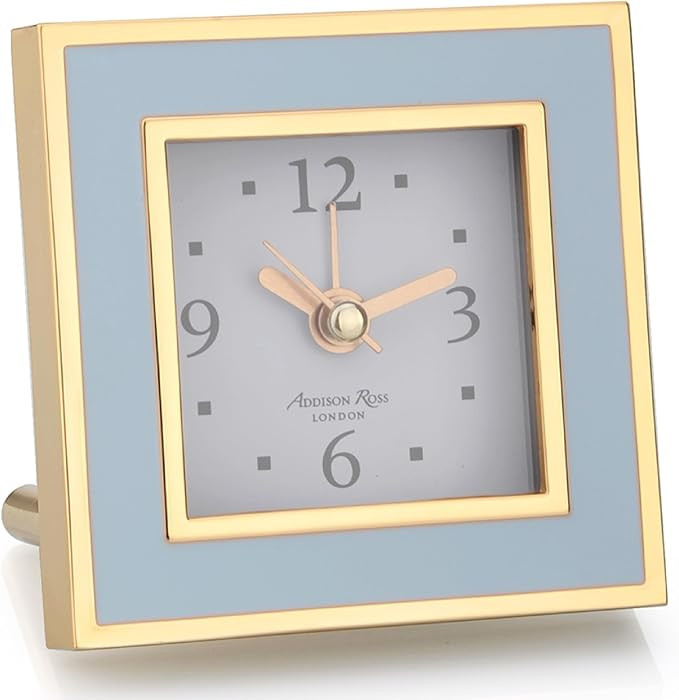 Silent Square Alarm Clock in Powder Blue & Gold by Addison Ross | Amazon (US)