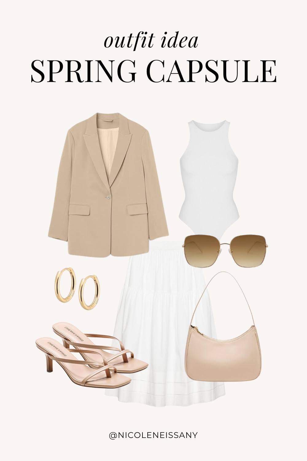 Spring outfit idea featuring my 2025 Spring Capsule Wardrobe staples | casual spring outfit, spring brunch outfit, spring date night outfit, spring date outfit, elevated casual spring outfit, spring work outfit, spring office outfit, casual spring outfit idea, spring outfits, spring shoes, 2025 spring trends, 2025 spring fashion trends, neutral capsule wardrobe, minimalist capsule wardrobe | blazer jacket, spring jacket, sleeveless bodysuit, white skirt, spring skirt, midi skirt, long skirt, strappy heels, strappy sandals, spring shoe trends, spring shoes, gold hoop earrings

#LTKSpring #LTKPetite #LTKTravel #LTKSaleAlert #LTKShoeCrush #LTKWorkwear #LTKFindsUnder100 #LTKStyleTip #LTKFindsUnder50 #LTKSeasonal 

 