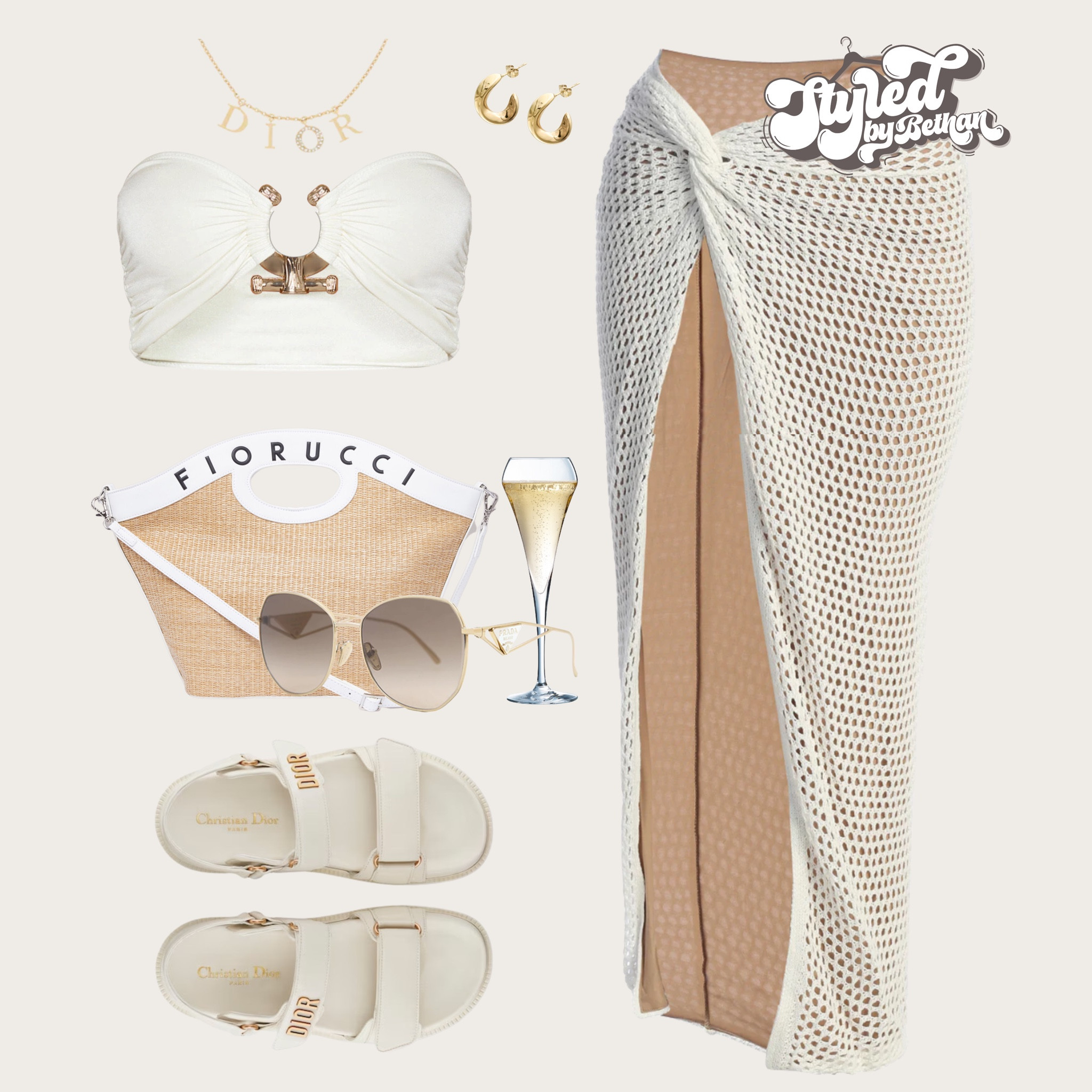 🤍🤍🤍 tags: pretty little thing white bandeau bikini, jluxlabel side split crochet skirt, Dior cream leather sandals, fiorucci beach bag, prya gold earrings, dior gold necklace, prada sunglasses. Summer vacation swimwear beach club pool day outfit inspiration inspo for Ibiza, Marbella, yacht day. 

#LTKswimwear #LTKeurope #LTKsummer