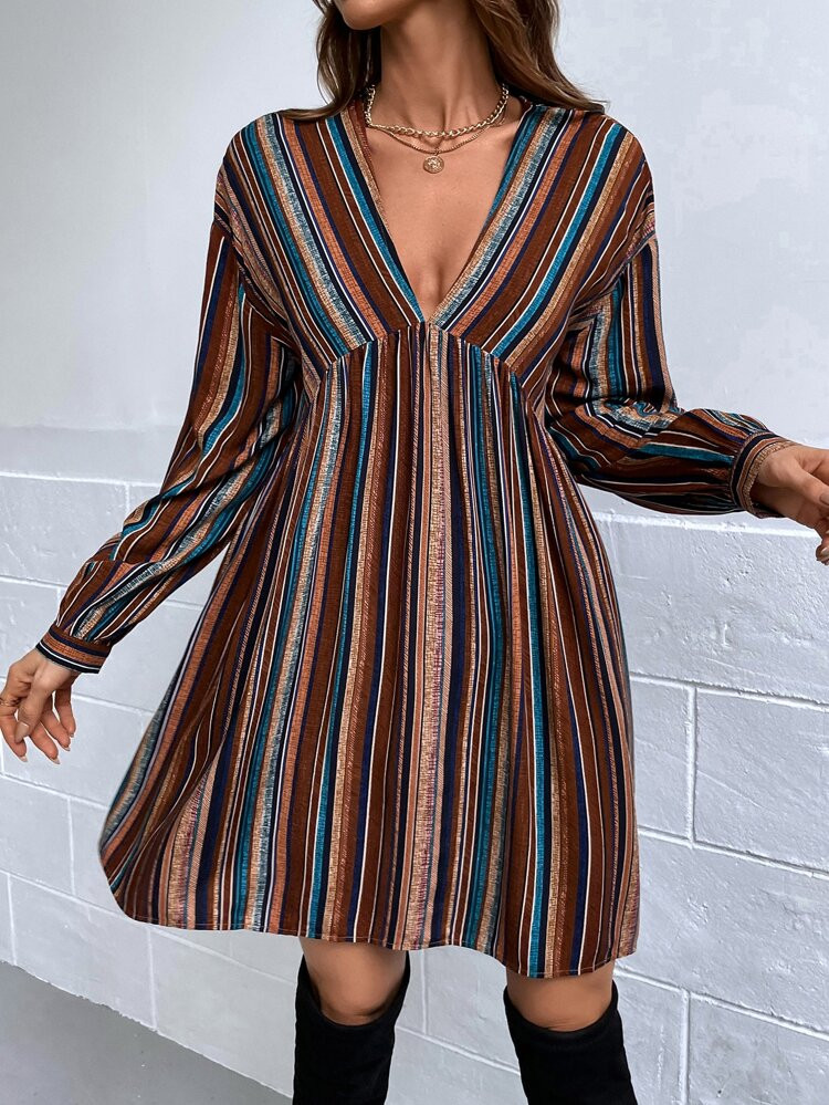 Striped Print Drop Shoulder Dress | SHEIN