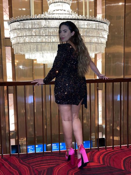 Wore an asymmetrical sequin cocktail dress and platform heels to a girls night out T the opera. This dress would be great for holiday parties! The shoes look like another pair I’ve seen that are over $1000, but these are under $50

#LTKHoliday #LTKunder50 #LTKshoecrush