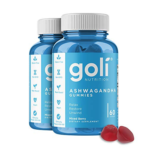 Goli Ashwagandha & Vitamin D Gummy - 60 Count - Mixed Berry, KSM-66, Vegan, Plant Based, Non-GMO,... | Amazon (US)