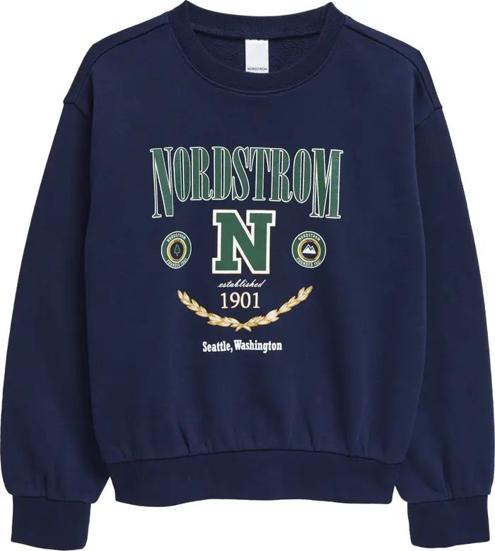 Kids' Varsity Cotton French Terry Graphic Sweatshirt | Nordstrom