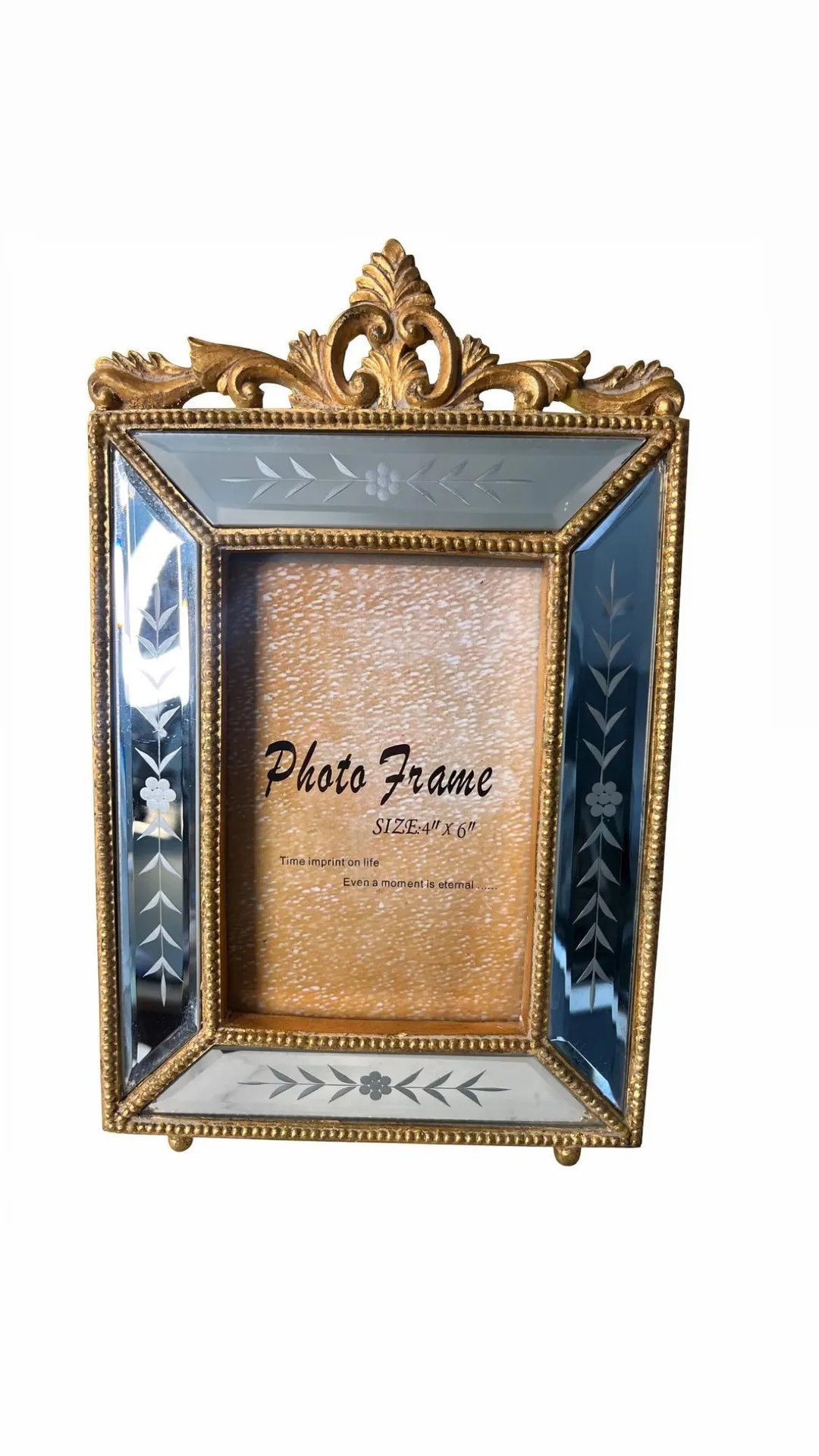 Vintage-style Ornate Gold Picture Frame With Mirrored Border – 4x6 Victorian Floral Resin Frame... | Etsy (US)