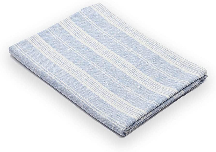LinenMe Multi Stripe Bath Towel, 26 by 51"-inch, Blue/White, Prewashed, 100% European Linen | Amazon (US)