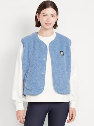 Loose Snap-Front Sherpa Vest | Old Navy (US)
