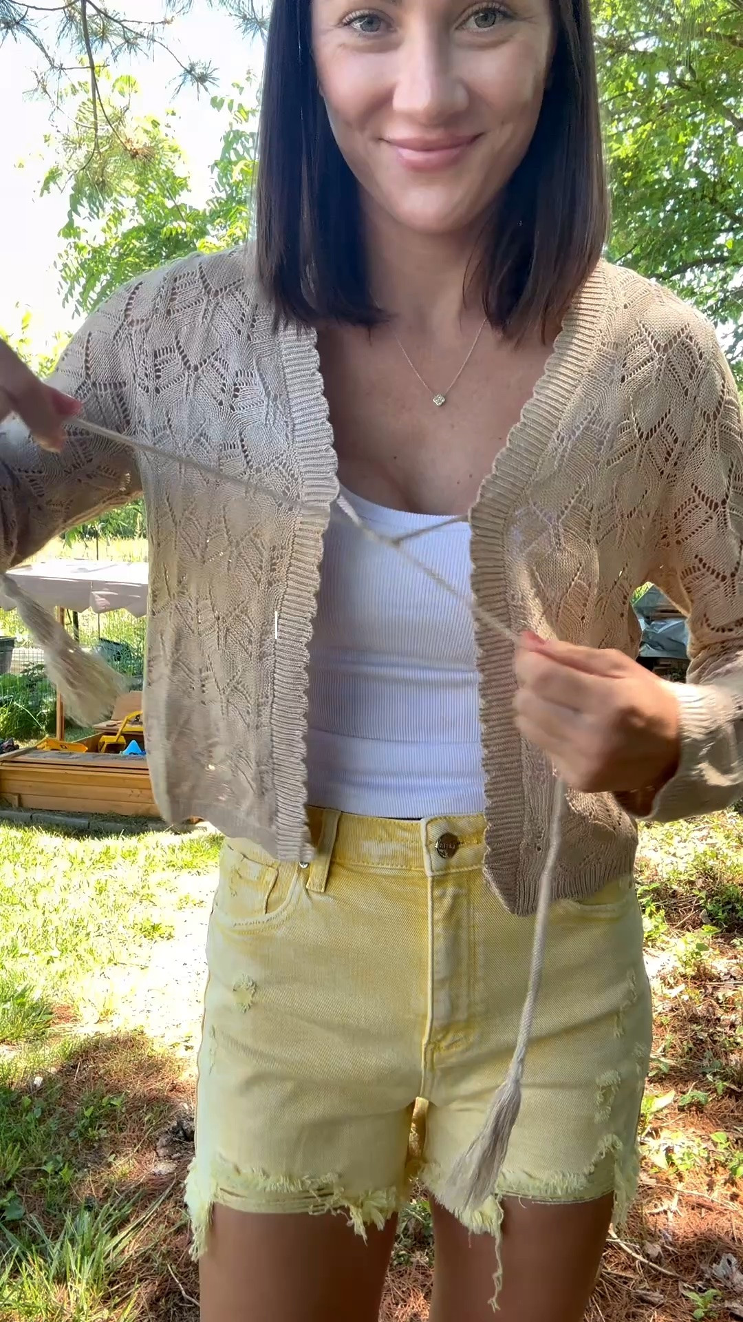 Everything arach and cloz makes is amazing quality. This crochet linen cropped cardigan runs a little big. I would size down in between sizes.

#LTKgrwm #LTKootd #LTKmomlife