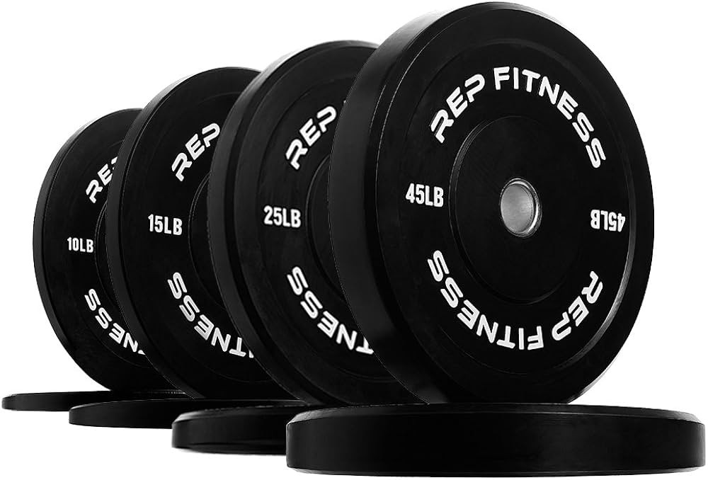 REP FITNESS Black Bumper Plates for Strength and Conditioning Workouts and Weightlifting | Amazon (US)