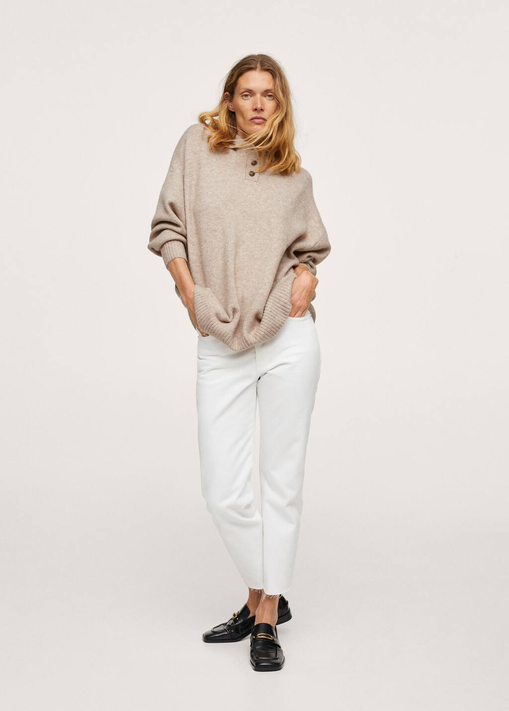 Oversized knitted polo shirt | MANGO (US)