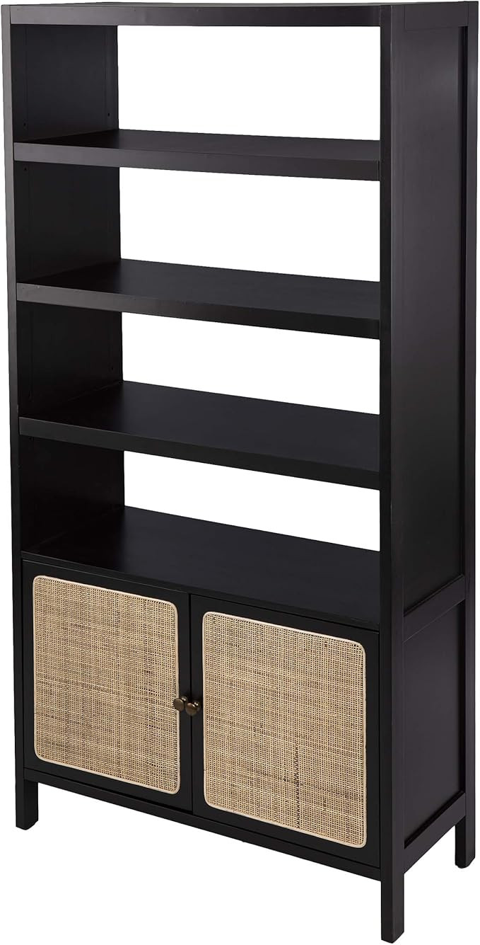 SEI Furniture Carondale Bookshelf, Standard, Black, Gold, Natural | Amazon (US)