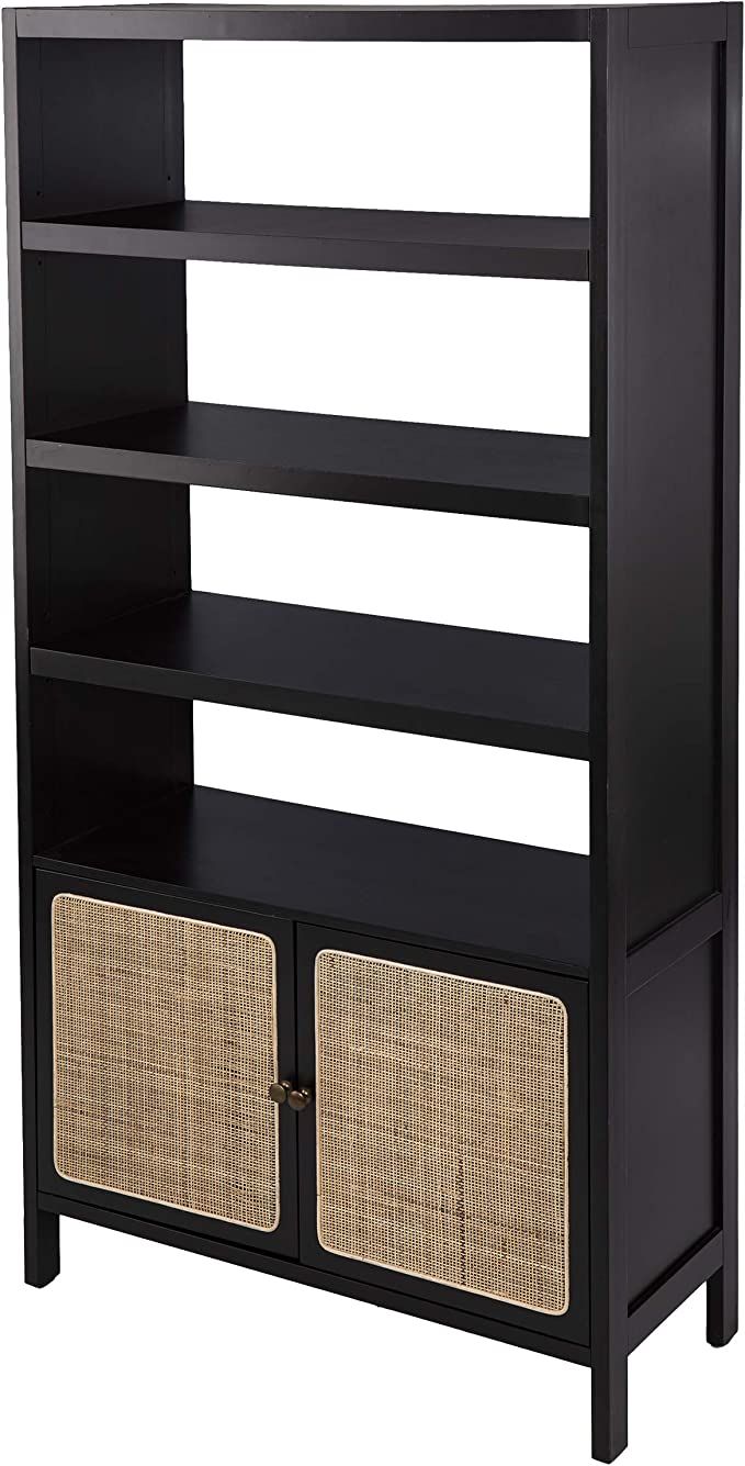 SEI Furniture Carondale Bookshelf, Standard, Black, Gold, Natural | Amazon (US)