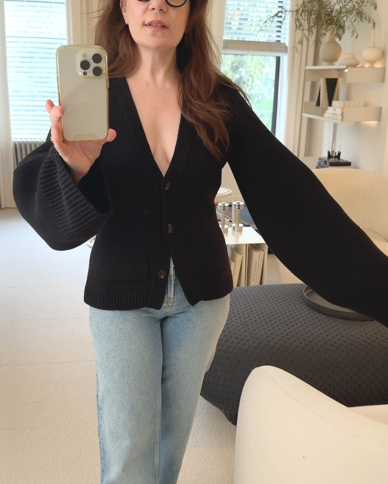 the best khaite scarlet cardigan dupe. i'm first wearing the khaite, then showing the perfect dupe. you won't see much of a difference until you see the price tags!

the dupe sizes sell out but then come back so don't be sad if you're size isn't available at the moment. 

i have + wear both as they're so comfortable, chic and can be worn with jeans + heals or black silk pants + flats. i wear it sometimes open with a deep v camisole or tank underneath or closed with a lace bra for a sexy evening look.

#LTKOver40 #LTKStyleTip