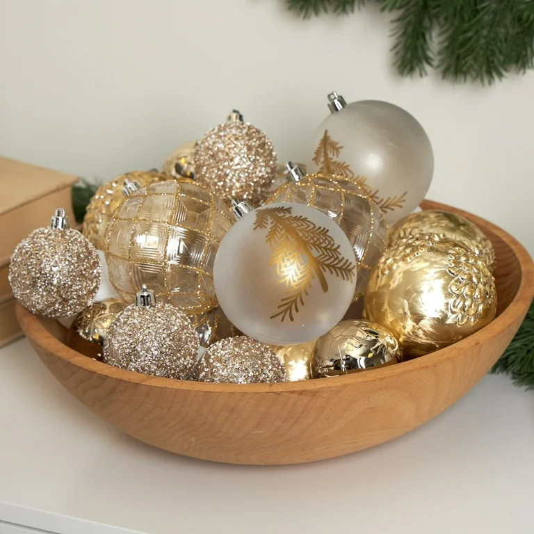 My Texas House Gold and White Hanging Shatterproof Ornament Set, 62 Count | Walmart (US)