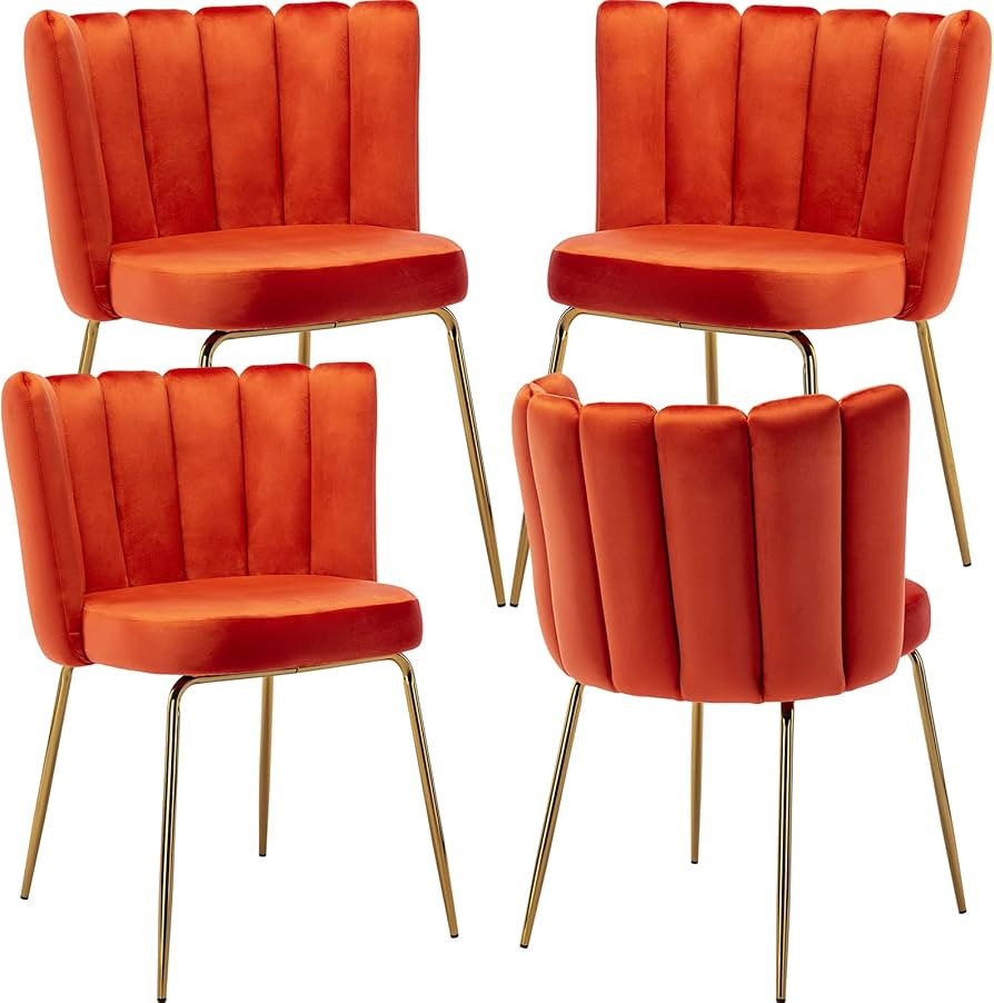 Hyfirm Dining Chairs Modern Velvet Mid-Back Armless Dining Chair Set of 4, Elegant Upholstered Ki... | Amazon (US)