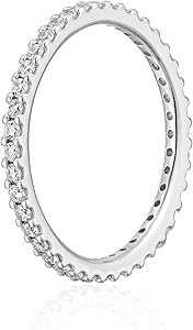 Platinum or Gold Plated Sterling Silver All-Around Band Ring set with Round Swarovski Zirconia | Amazon (US)