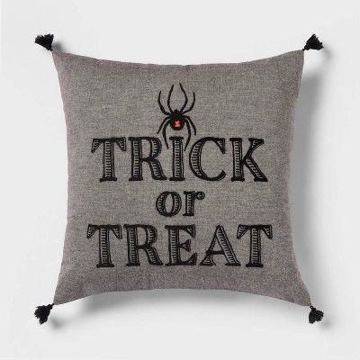 &#39;Trick or Treat&#39; Spider Square Throw Pillow - Threshold&#8482; | Target