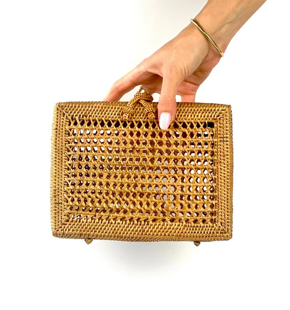 Handwoven Amaia Cane-style Rattan Clutch - Net Rattan Flora Clutch Handbag - Bali Bag - Straw Bag... | Etsy (US)