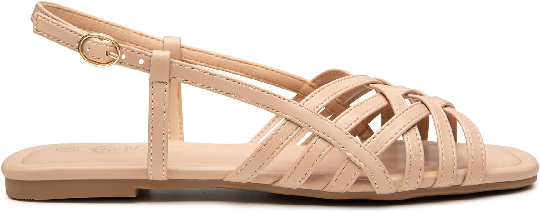 Trary Womens Sandals, Ankle Strap Beach Sandals for Woman, Adjustable Casual Open Peep Toe Flat S... | Amazon (US)