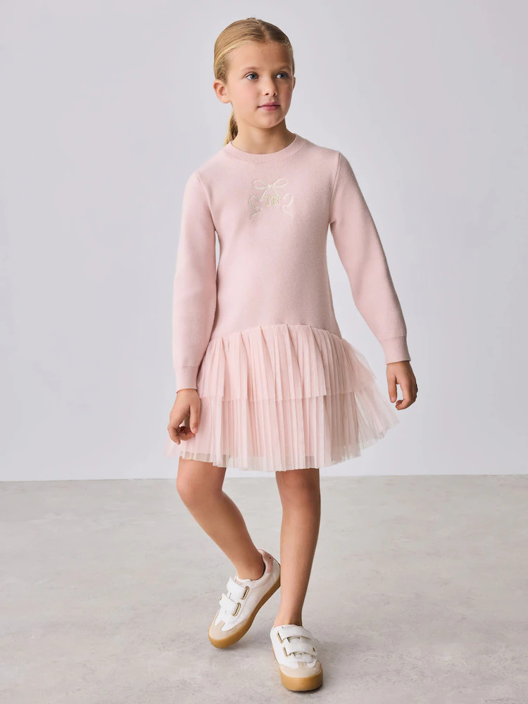 Baker by Ted Baker Pink Knitted Mesh Tulle Hem Dress | Next US