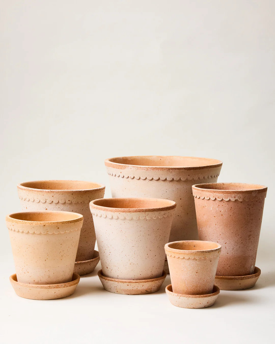 Scalloped Terracotta Garden Pot and Saucer | Farmhouse Pottery