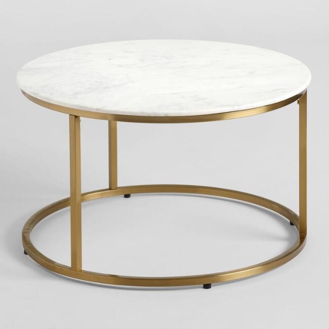 Round White Marble Milan Coffee Table | World Market