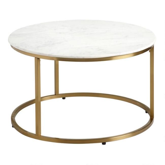 Round White Marble and Gold Metal Milan Coffee Table | World Market