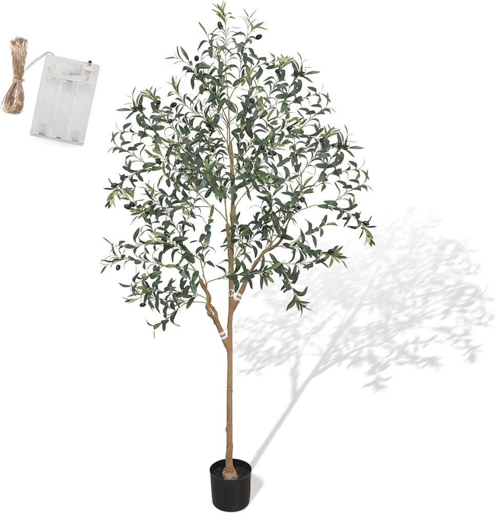 Pertivery 6FT Artificial Olive Tree,Faux Olive Tree 6ft,Faux Silk Tree,Potted Large Faux Olive Br... | Amazon (US)