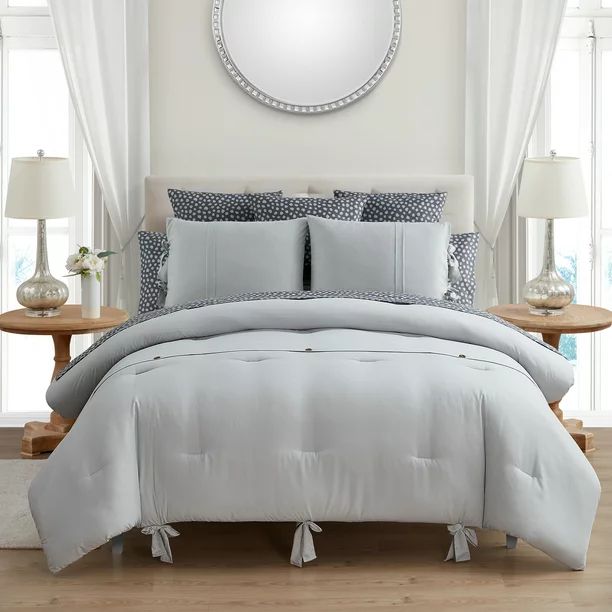 My Texas House Serena Soft Wash Microfiber Bed-in-a-Bag Comforter Set, King, Grey, 10 Pieces - Wa... | Walmart (US)