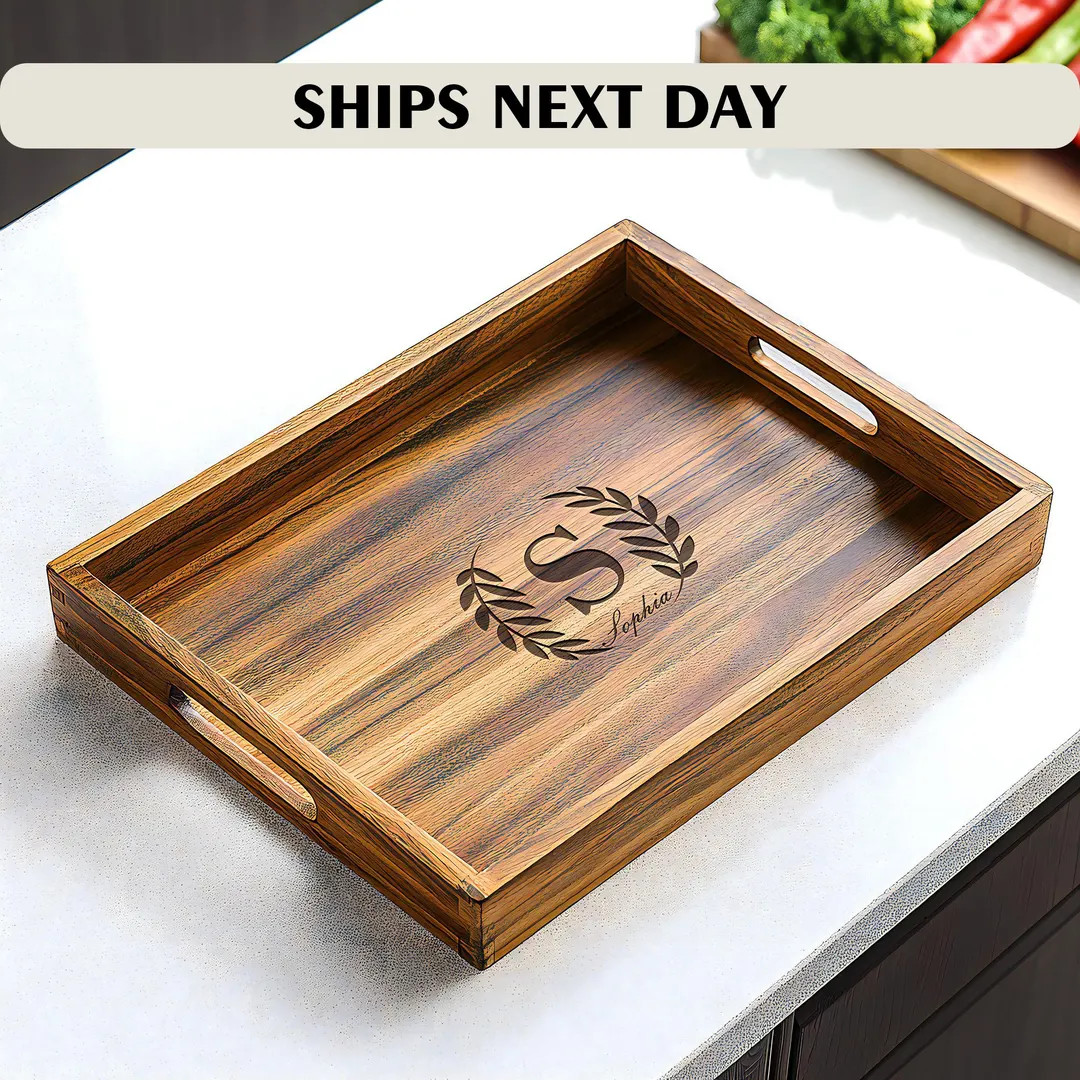 Personalized Engraved Walnut Serving Tray: Charcuterie Board With Handles - Etsy | Etsy (US)