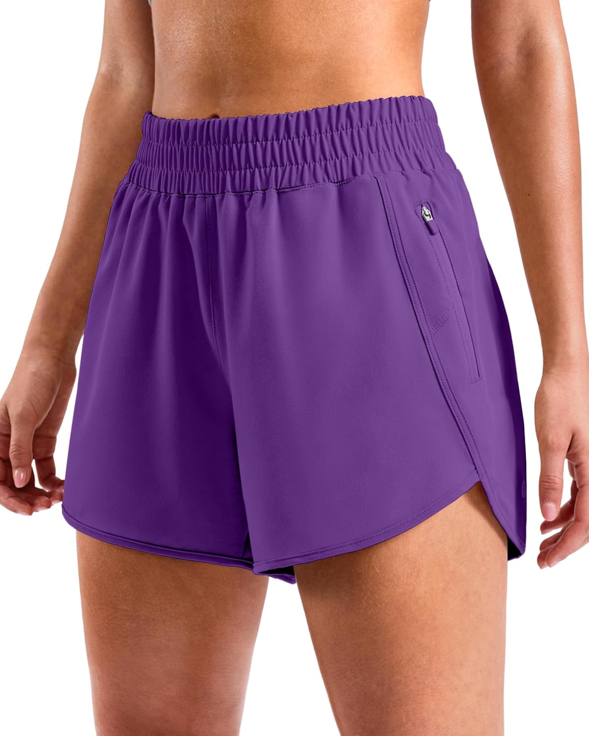 SANTINY Women's 3"/4"/5" Athletic Running Shorts Zipper Pocket Gym Shorts | Amazon (US)