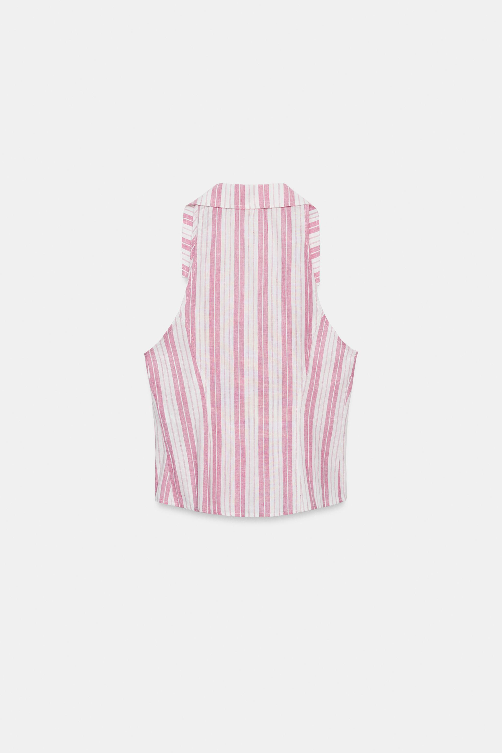 STRIPED CROSSOVER BUTTONED TOP | Zara UK