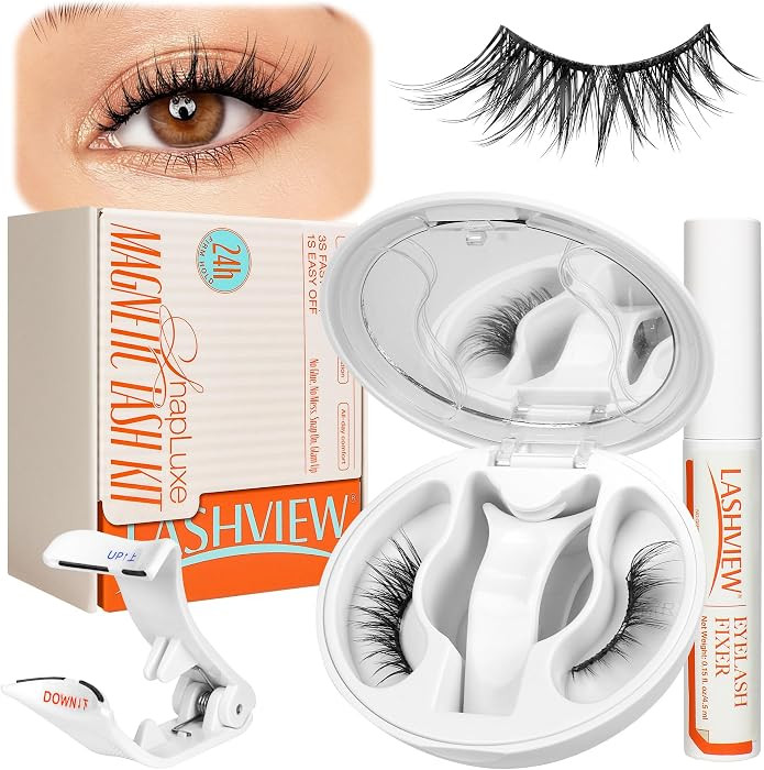 LASHVIEW Upgrade Magnetic Eyelashes with Applicator,No Glue Needed Natural Wispy Magnetic Lashes,... | Amazon (US)