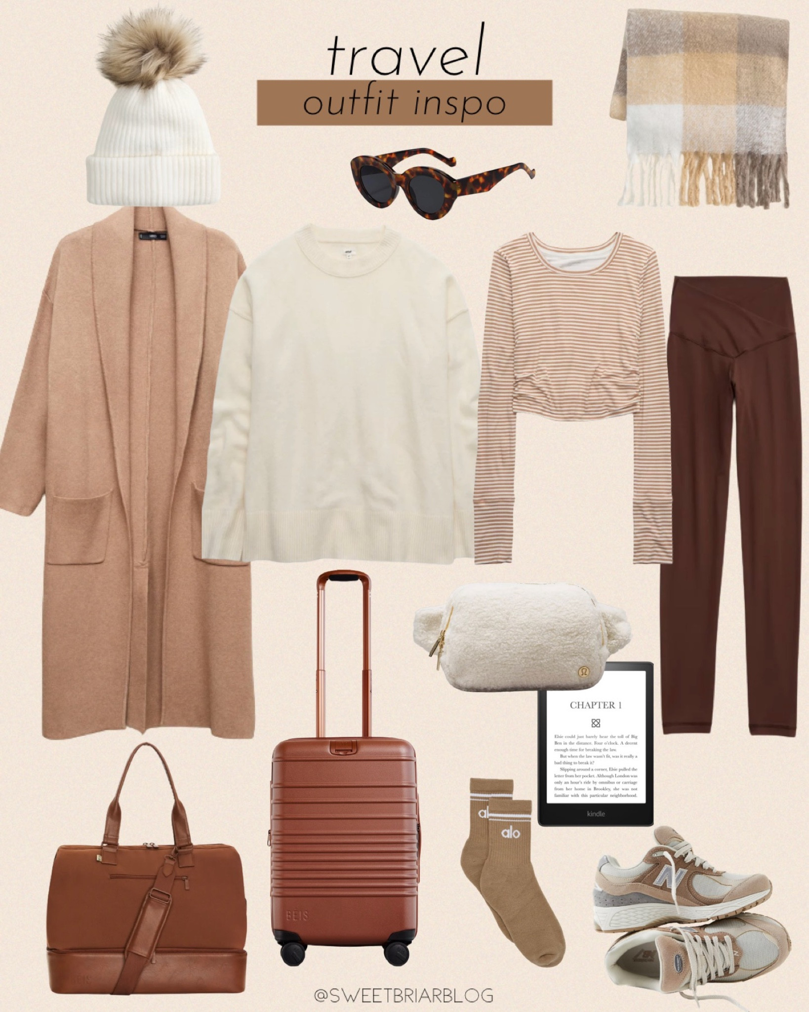 holiday travel outfit inspiration // outfits for traveling // weekend getaway look // casual look // Beis luggage // new balance // YPB vest // Lululemon belt bag // aerie unreal sweater // casual outfit Sale Sale 

#LTKGiftGuide #LTKHolidaySale #LTKHoliday