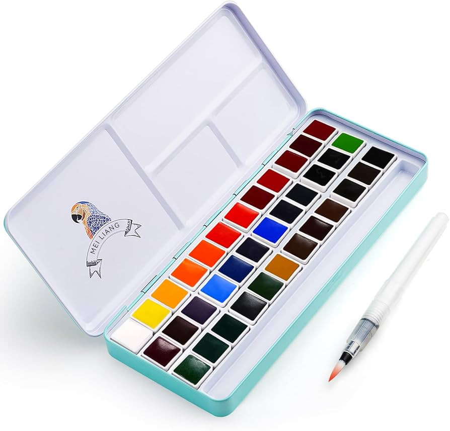 MeiLiang Watercolor Paint Set, 36 Vivid Colors in Pocket Box with Metal Ring and Watercolor Brush... | Amazon (US)