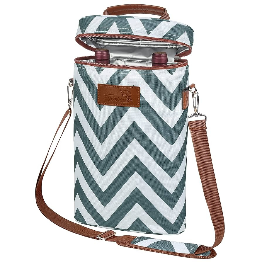 Tirrinia 2 Bottle Wine Gift Tote Carrier - Leakproof & Insulated Padded Versatile Wine Cooler Bag... | Amazon (US)
