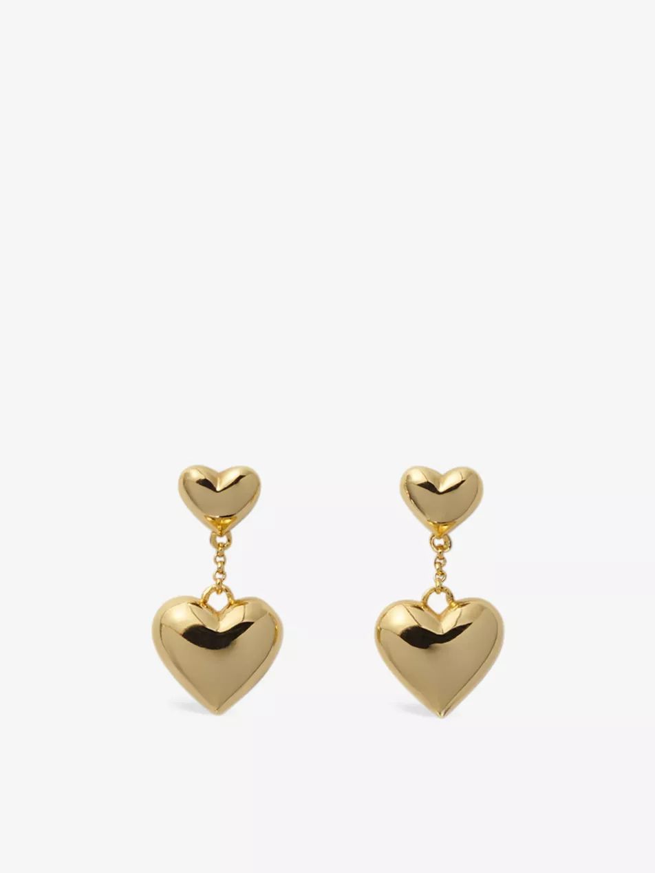 Heart gold-toned brass drop earrings | Selfridges