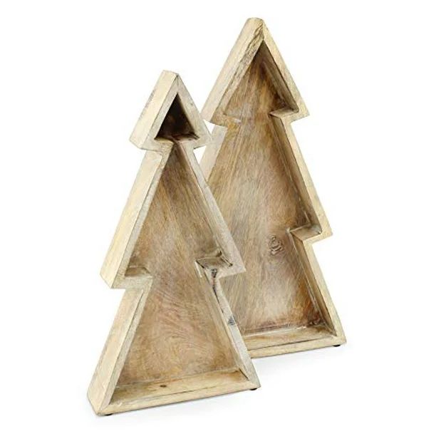 AuldHome Wooden Christmas Tree Trays (Nested Set of 2), Distressed Rustic Farmhouse Style Holiday... | Walmart (US)