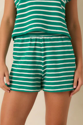 Z Supply Tilly Rainforest Green Cotton Stripe Short | Red Dress