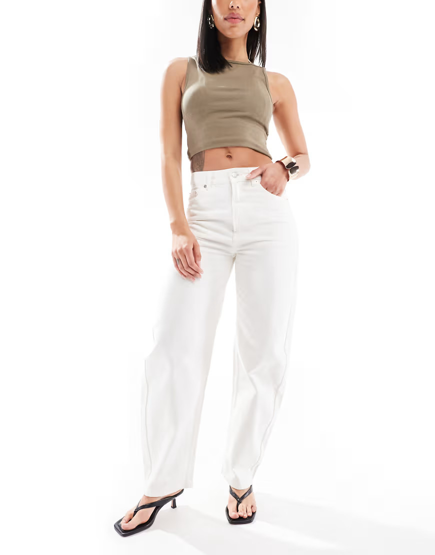 ASOS DESIGN slim barrel jeans in white | ASOS (Global)