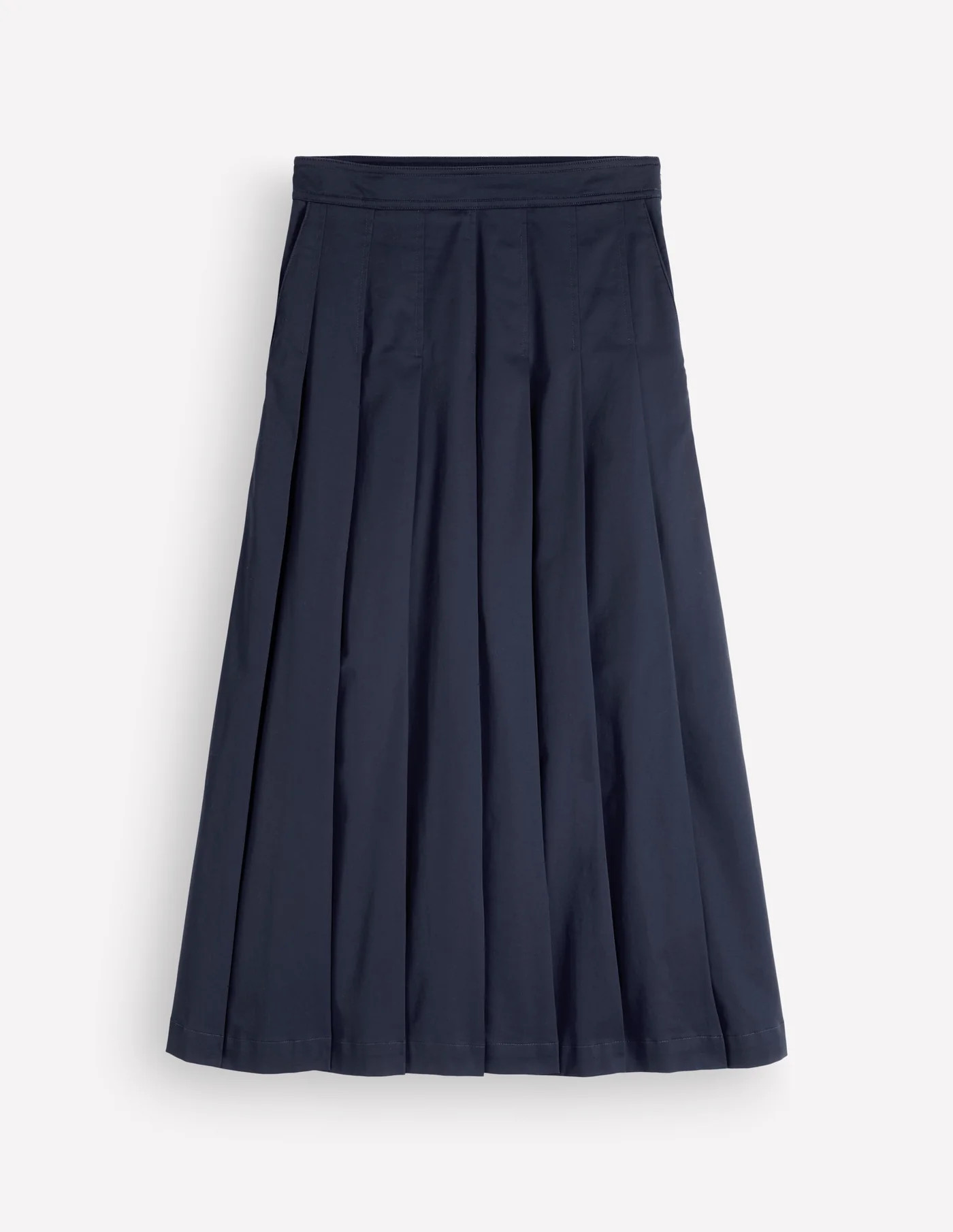Aya Cotton Sateen Midi Skirt-Navy | Boden UK