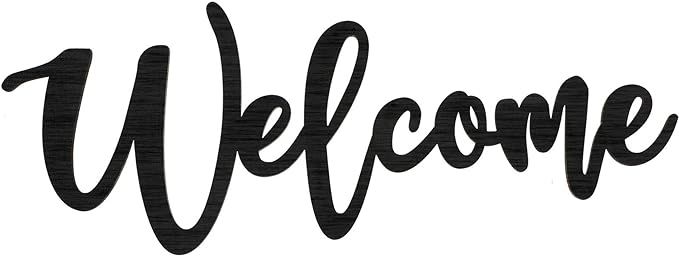 Jetec Wood Cutout Welcome Sign Wooden Welcome Wall Decor Word Sign Wood Art Sign for Front Door Rust | Amazon (US)