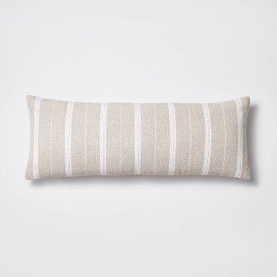Oversized Oblong Boucle Woven Stripe Decorative Throw Pillow Khaki - Threshold™ designed with Studio McGee | Target